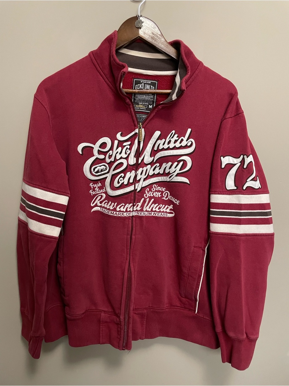 Ecko Unlimited Vintage Burgundy Full Zip Sweatshirt Men’s Medium